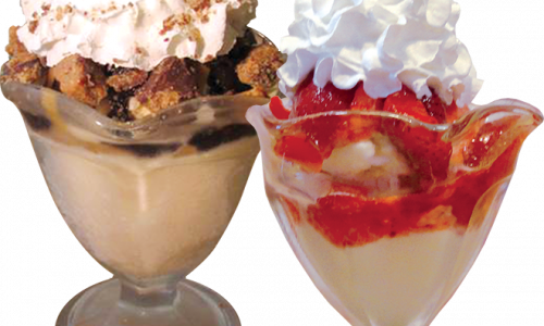 strawberry-peanutbutter-sundaes Peanut Butter Cup and Strawberry Sundaes