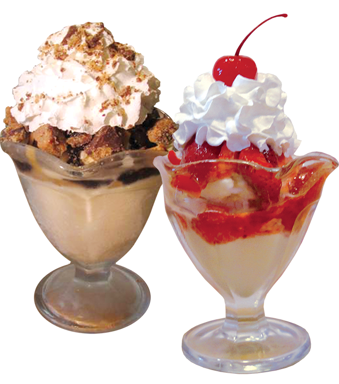 Peanut Butter Cup and Strawberry Sundaes