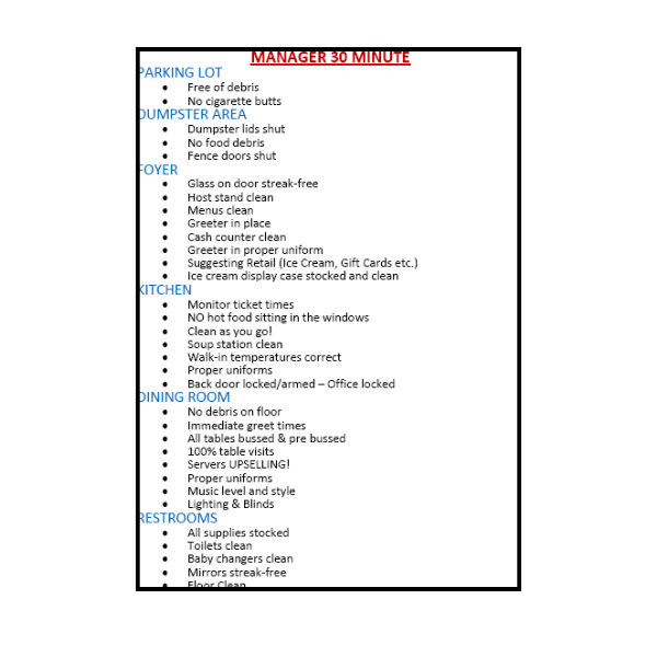 VDR MANAGER GAME PLAN CARD